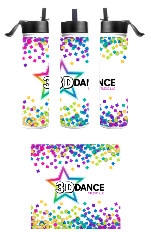 3D Dance Straw Top Water Bottle 25 oz