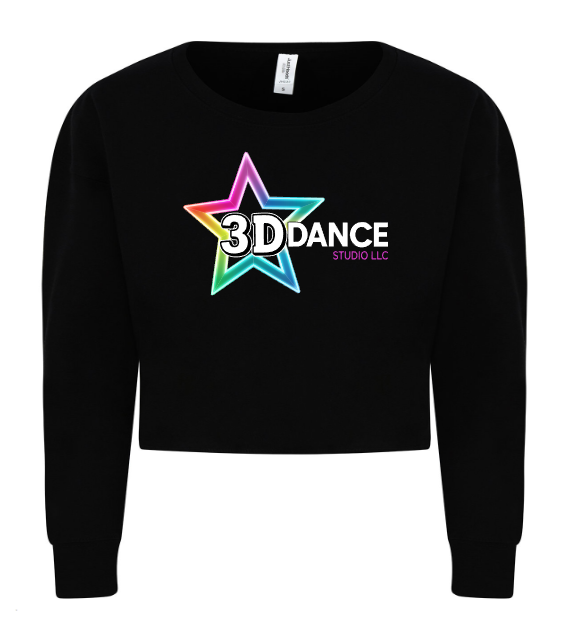 3D Dance Ladies Cropped Crew Neck Sweatshirt