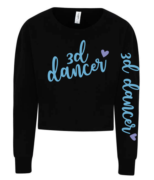 3D Dance Ladies Cropped Crew Neck Sweatshirt