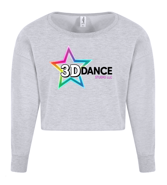 3D Dance Ladies Cropped Crew Neck Sweatshirt