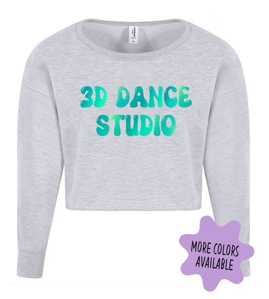 3D Dance Ladies Cropped Crew Neck Sweatshirt